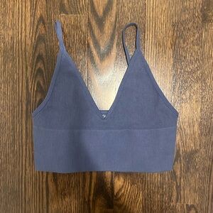 Navy blue ribbed bra top